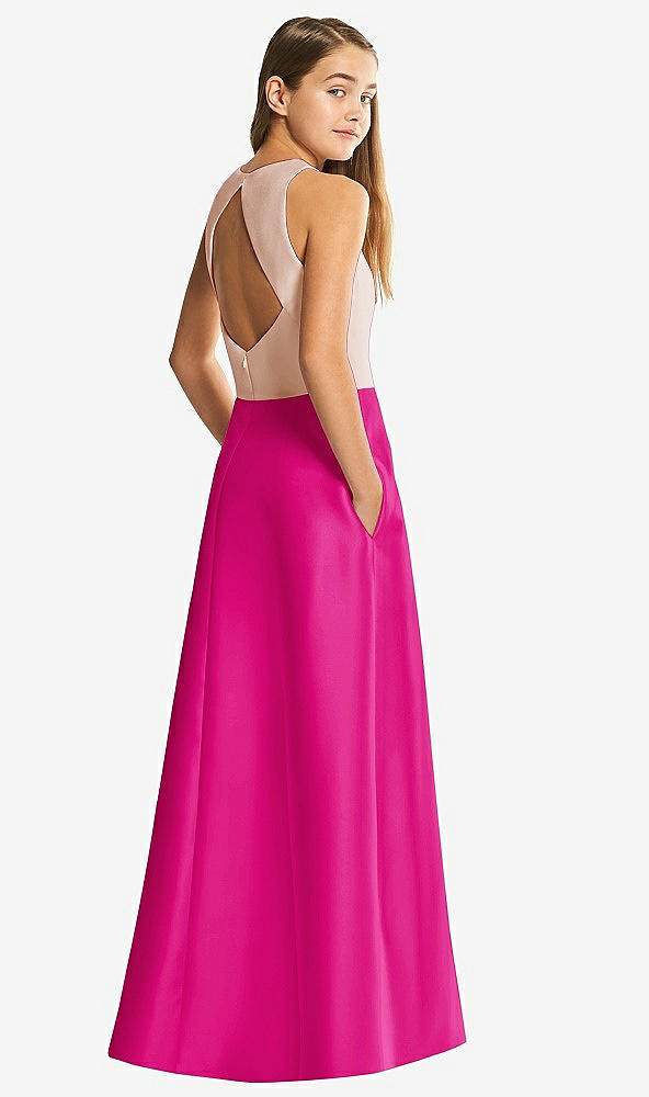 Front View - Think Pink & Cameo Alfred Sung Junior Bridesmaid Style JR545