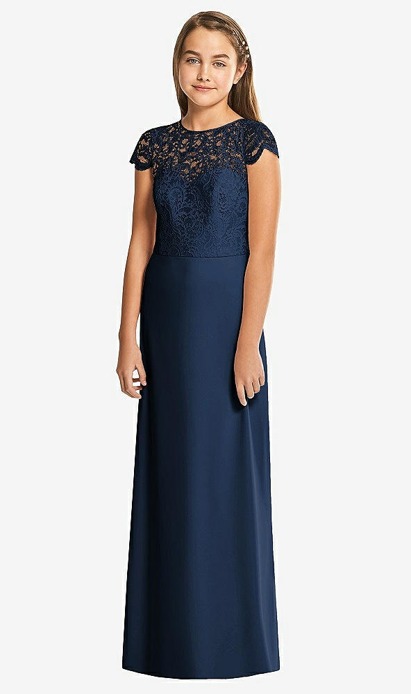 Front View - Midnight Navy Alfred Sung Junior Bridesmaid Dress JR546