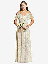 Front View Thumbnail - Butter Yellow Floral Dessy Collection Junior Bridesmaid Dress JR548