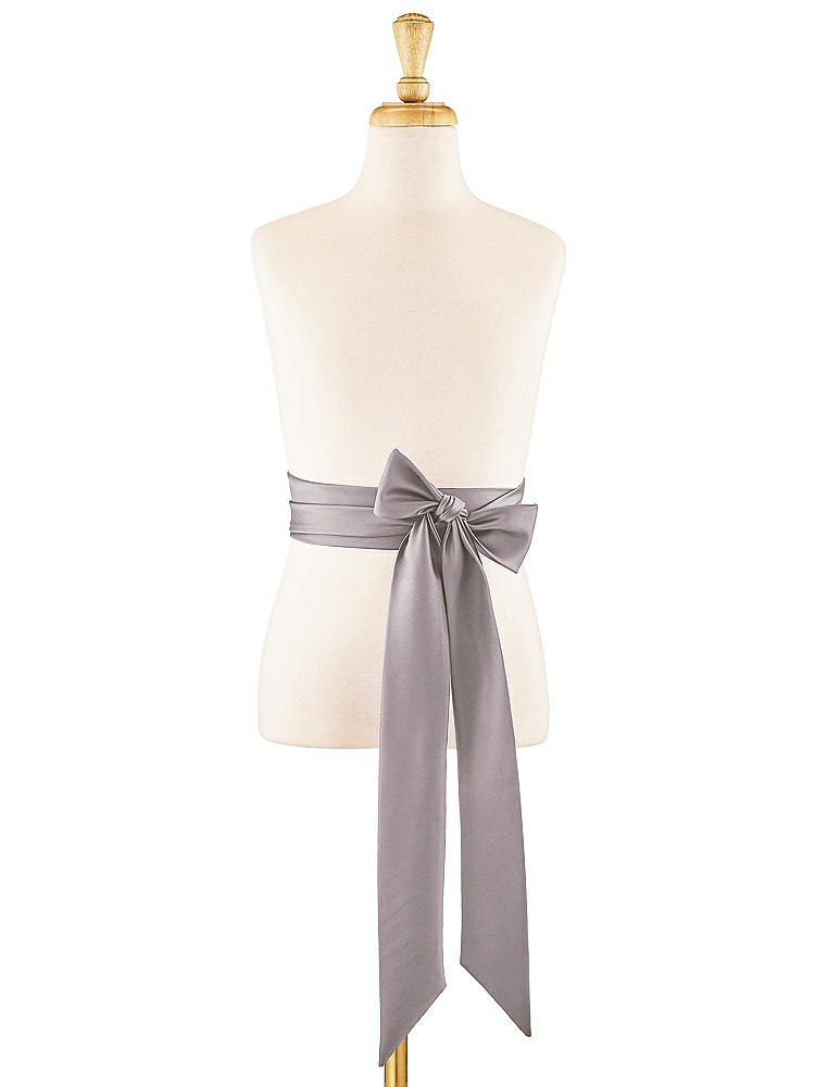 Front View - Cashmere Gray Satin Twill Flower Girl Sash