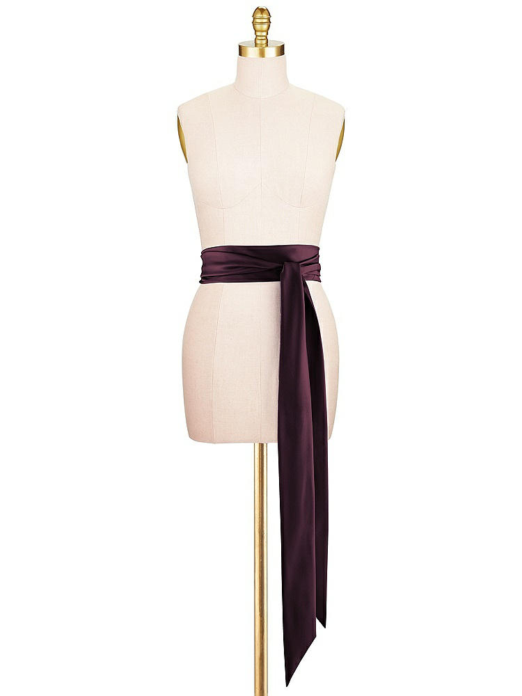 Front View - Deep Plum Satin Twill Wedding Sash