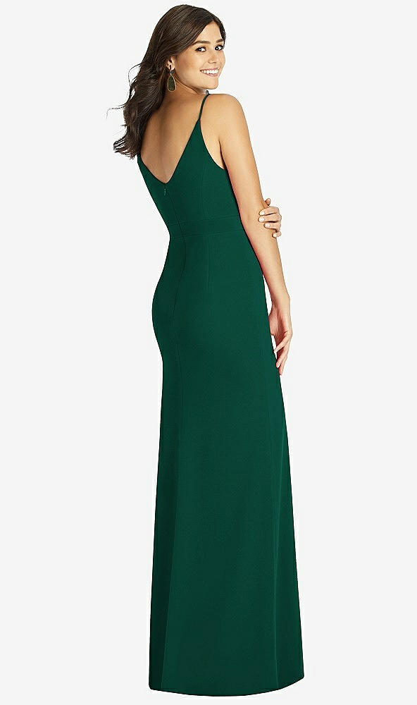 Back View - Hunter Green Fishtail Skirt Stretch Maxi Dress