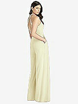 Rear View Thumbnail - Butter Yellow V-Neck Backless Pleated Front Jumpsuit