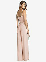 Rear View Thumbnail - Cameo Spaghetti Strap Crepe Jumpsuit with Sash - Alana