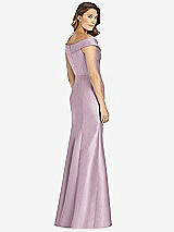 Rear View Thumbnail - Suede Rose Off-the-Shoulder Cuff Trumpet Gown with Front Slit