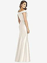 Rear View Thumbnail - Ivory Off-the-Shoulder Cuff Trumpet Gown with Front Slit