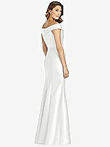 Rear View Thumbnail - White Off-the-Shoulder Cuff Trumpet Gown with Front Slit