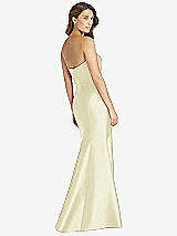 Rear View Thumbnail - Butter Yellow Strapless Draped Bodice Trumpet Gown