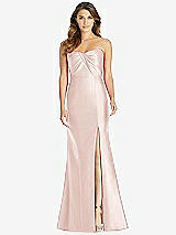 Front View Thumbnail - Blush Strapless Draped Bodice Trumpet Gown