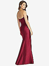 Rear View Thumbnail - Burgundy Strapless Draped Bodice Trumpet Gown