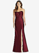 Front View Thumbnail - Cabernet Strapless Draped Bodice Trumpet Gown