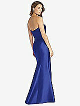 Rear View Thumbnail - Cobalt Blue Strapless Draped Bodice Trumpet Gown