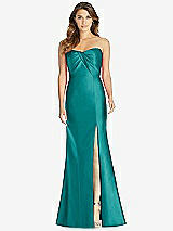 Front View Thumbnail - Jade Strapless Draped Bodice Trumpet Gown