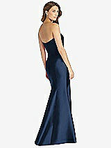 Rear View Thumbnail - Midnight Navy Strapless Draped Bodice Trumpet Gown