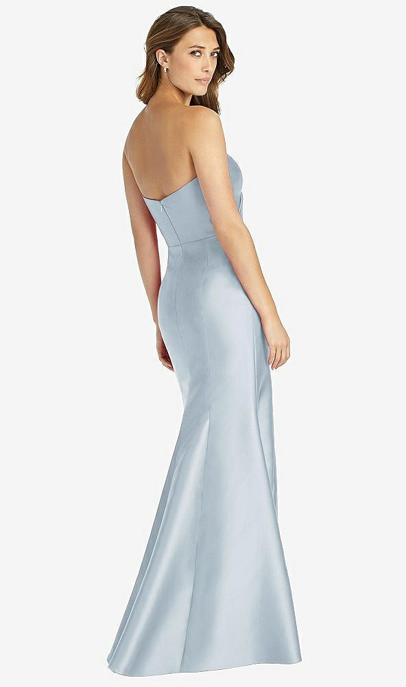Back View - Mist Strapless Draped Bodice Trumpet Gown