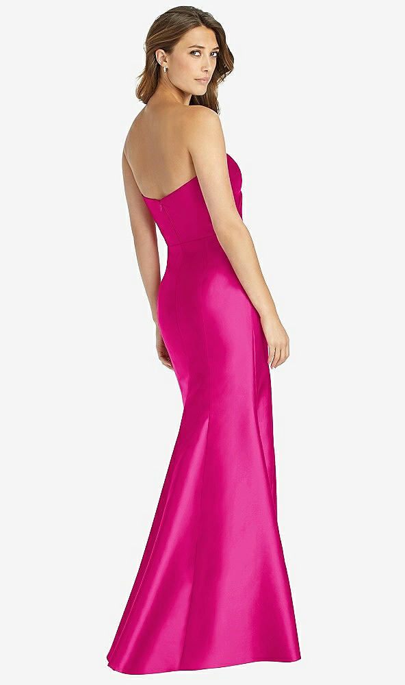 Back View - Think Pink Strapless Draped Bodice Trumpet Gown