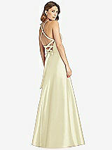 Rear View Thumbnail - Butter Yellow Halter Lace-Up A-Line Maxi Dress