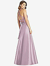 Rear View Thumbnail - Suede Rose Halter Lace-Up A-Line Maxi Dress