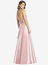 Rear View Thumbnail - Ballet Pink Halter Lace-Up A-Line Maxi Dress