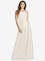 Front View Thumbnail - Ivory Halter Lace-Up A-Line Maxi Dress