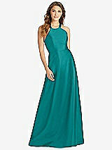 Front View Thumbnail - Jade Halter Lace-Up A-Line Maxi Dress