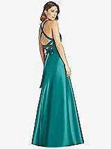 Rear View Thumbnail - Jade Halter Lace-Up A-Line Maxi Dress