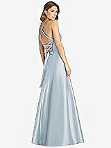 Rear View Thumbnail - Mist Halter Lace-Up A-Line Maxi Dress