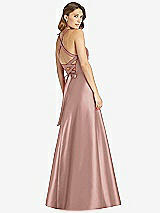 Rear View Thumbnail - Neu Nude Halter Lace-Up A-Line Maxi Dress