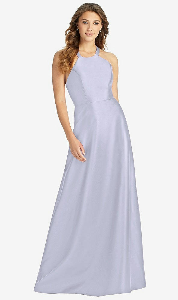 Front View - Silver Dove Halter Lace-Up A-Line Maxi Dress