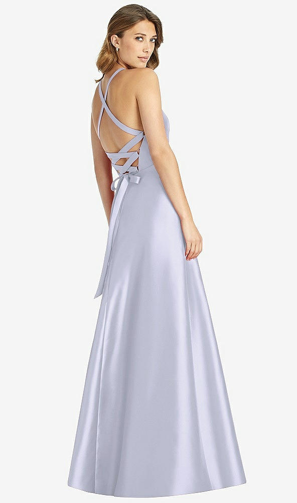 Back View - Silver Dove Halter Lace-Up A-Line Maxi Dress