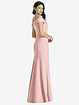 Rear View Thumbnail - Rose Off-the-Shoulder Notch Trumpet Gown with Front Slit