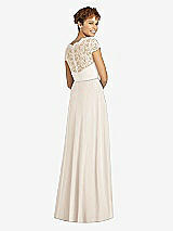 Rear View Thumbnail - Oat & Ivory Cap Sleeve Illusion-Back Lace and Chiffon Dress