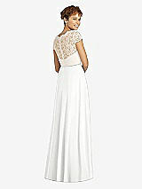 Rear View Thumbnail - White & Ivory Cap Sleeve Illusion-Back Lace and Chiffon Dress