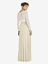 Rear View Thumbnail - Champagne & Ivory Long Sleeve Illusion-Back Lace and Chiffon Dress