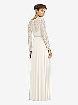 Rear View Thumbnail - Ivory & Ivory Long Sleeve Illusion-Back Lace and Chiffon Dress