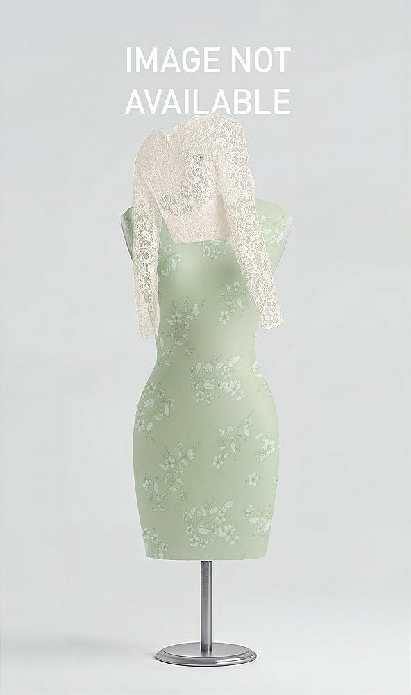 Back View - Vintage Primrose Sage & Ivory Long Sleeve Illusion-Back Lace and Chiffon Dress