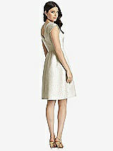 Rear View Thumbnail - Ivory Gold Full Midi Natural Waist Cap Sleeve Dress