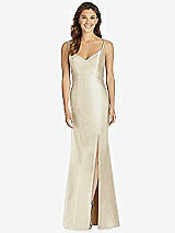 Front View Thumbnail - Champagne Maxi Length Spaghetti Strap Mermaid Dress