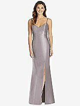 Front View Thumbnail - Cashmere Gray Maxi Length Spaghetti Strap Mermaid Dress