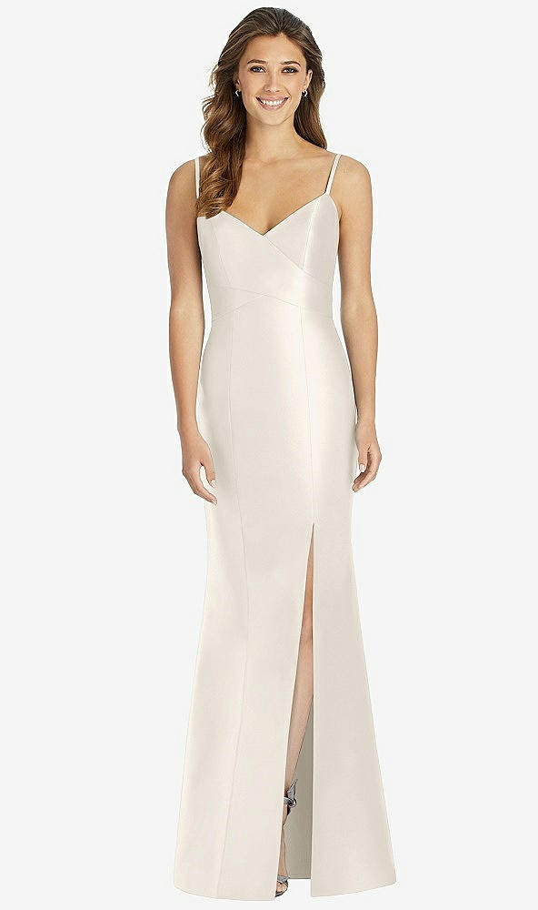 Front View - Ivory Maxi Length Spaghetti Strap Mermaid Dress