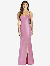 Front View Thumbnail - Powder Pink Maxi Length Spaghetti Strap Mermaid Dress