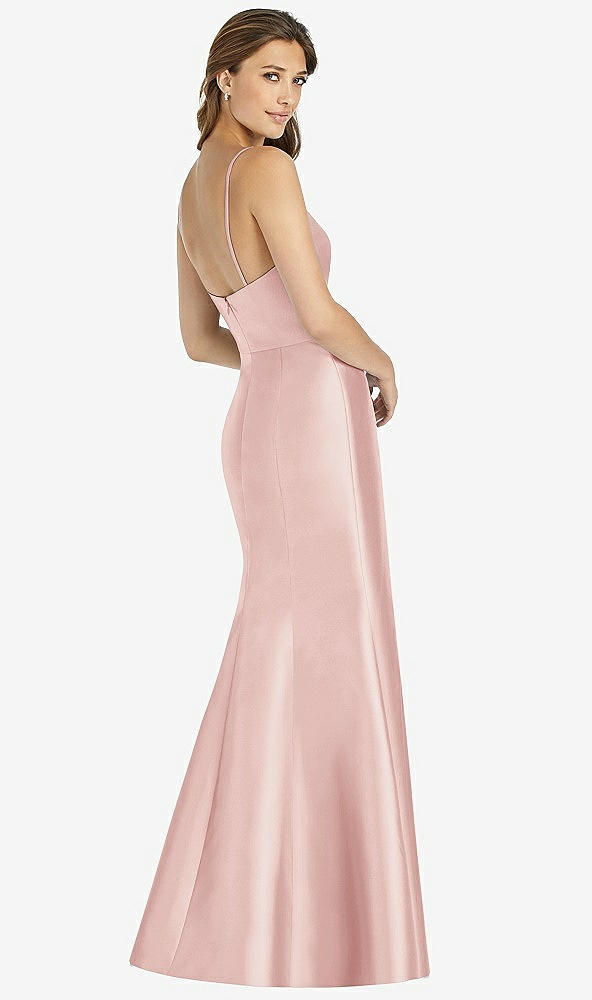 Back View - Rose Maxi Length Spaghetti Strap Mermaid Dress