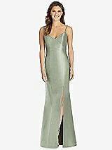 Front View Thumbnail - Sage Maxi Length Spaghetti Strap Mermaid Dress
