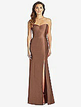 Front View Thumbnail - Cognac Full-length Strapless Sweetheart Neckline Dress