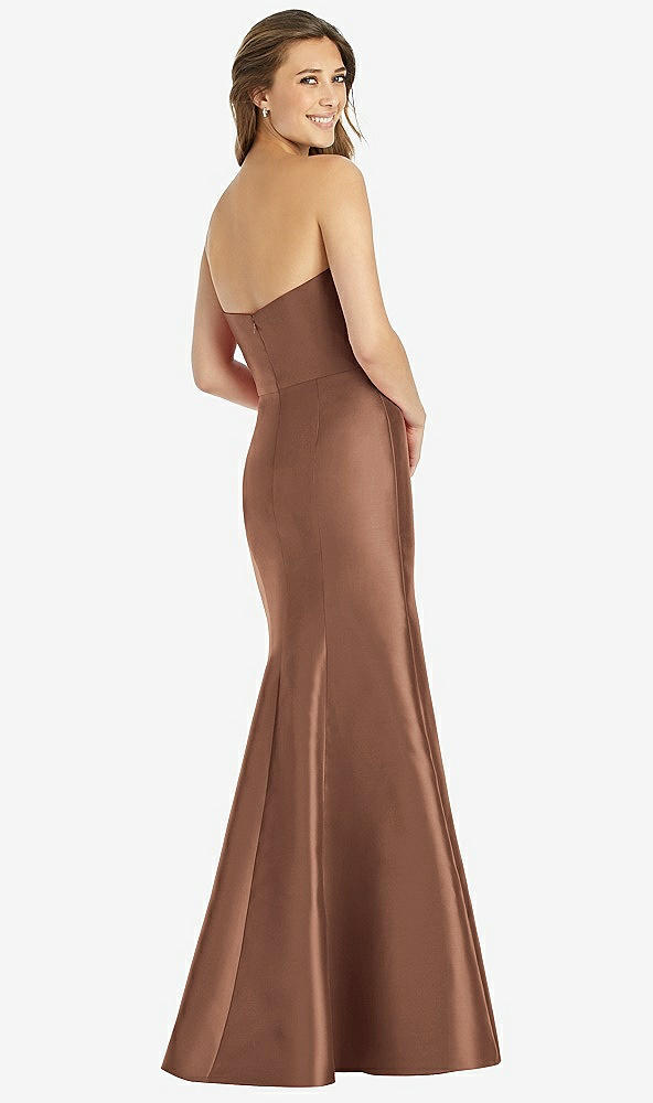 Back View - Cognac Full-length Strapless Sweetheart Neckline Dress
