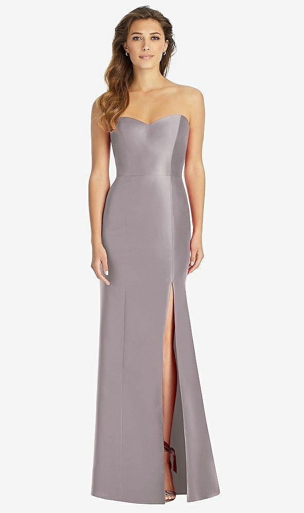 Front View - Cashmere Gray Full-length Strapless Sweetheart Neckline Dress