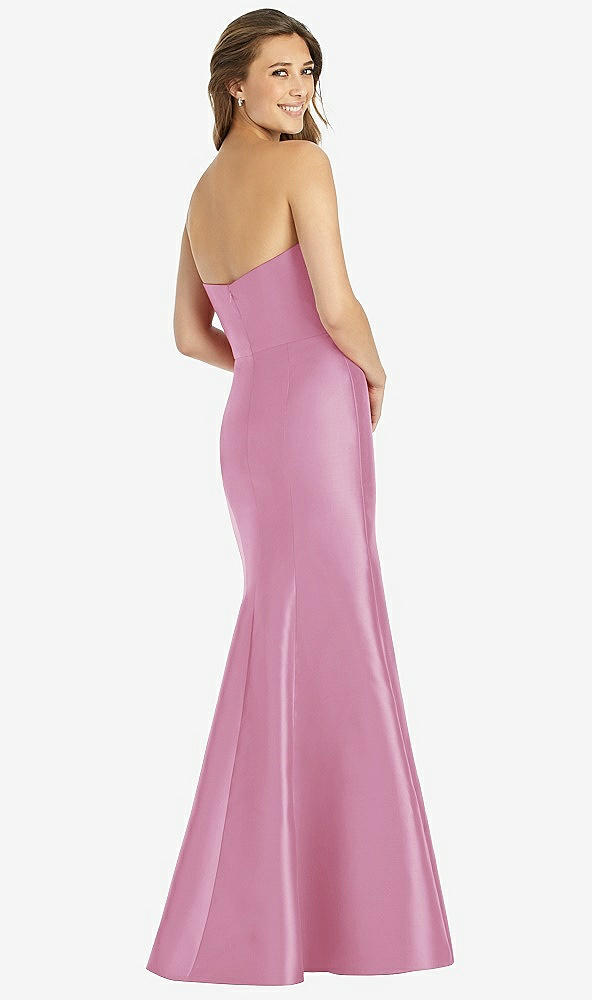 Back View - Powder Pink Full-length Strapless Sweetheart Neckline Dress