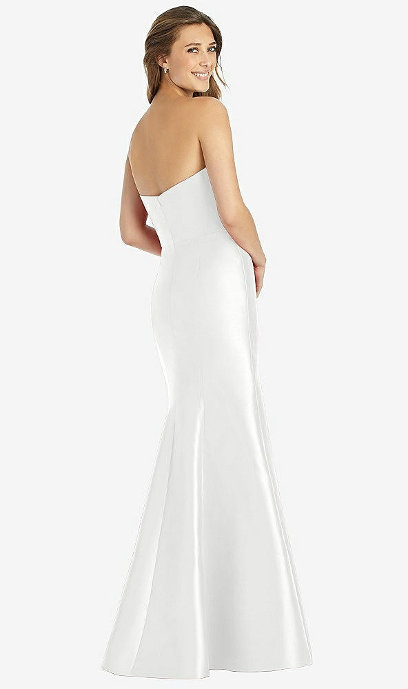 Back View - White Full-length Strapless Sweetheart Neckline Dress