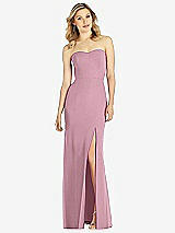 Front View Thumbnail - Dusty Pink Strapless Chiffon Trumpet Gown with Front Slit