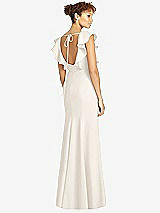 Rear View Thumbnail - Ivory Ruffle Cap Sleeve Open-back Trumpet Gown